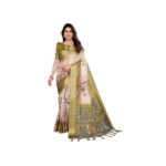 Olive Green Cotton Silk Printed Saree for Women