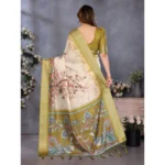 Generic Women's Cotton Silk  Printed Saree With Unstitched Blouse 5.5Mtr (Olive Green) - Image 2