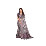 Wine Cotton Silk Printed Saree for Women
