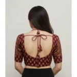 Generic Women's Ajrakh Cotton Printed Sweetheart Padded Blouse (Maroon 38 Ready (Self Alterable 36–40) - Image 2