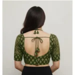 Generic Women's Ajrakh Cotton Printed Sweetheart Padded Blouse (Olive 38 Ready (Self Alterable 36–40) - Image 2