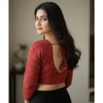 Generic Women's Ajrakh Cotton Printed V-Neck Padded Blouse (Red 38 Ready (Self Alterable 36–40) - Image 3