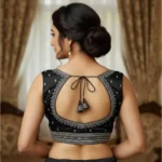 Generic Women's Zimmi Choo Sequin Work V-Neck Padded Blouse (Black 38 Ready (Self Alterable 36–40) - Image 3