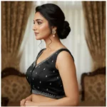 Generic Women's Zimmi Choo Sequin Work V-Neck Padded Blouse (Black 38 Ready (Self Alterable 36–40) - Image 2