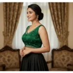 Generic Women's Zimmi Choo Sequin Work V-Neck Padded Blouse (Green 38 Ready (Self Alterable 36–40) - Image 3