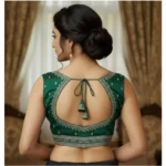 Generic Women's Zimmi Choo Sequin Work V-Neck Padded Blouse (Green 38 Ready (Self Alterable 36–40) - Image 2