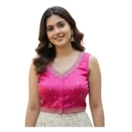 Pink Zimmi Choo Sequin Work Padded Blouse for Women