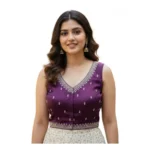 Purple Zimmi Choo Sequin Work Padded Blouse for Women