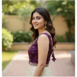 Generic Women's Zimmi Choo Sequin Work V-Neck Padded Blouse (Purple 38 Ready (Self Alterable 36–40) - Image 3