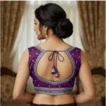 Generic Women's Zimmi Choo Sequin Work V-Neck Padded Blouse (Purple 38 Ready (Self Alterable 36–40) - Image 2