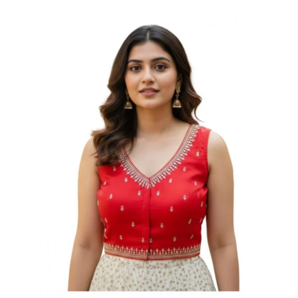 Red Zimmi Choo Sequin Work Padded Blouse for Women