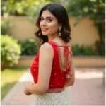 Generic Women's Zimmi Choo Sequin Work V-Neck Padded Blouse (Red 38 Ready (Self Alterable 36–40) - Image 3