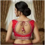 Generic Women's Zimmi Choo Sequin Work V-Neck Padded Blouse (Red 38 Ready (Self Alterable 36–40) - Image 2