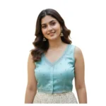 Sky Blue Zimmi Choo Sequin Work V-Neck Padded Blouse