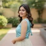 Generic Women's Zimmi Choo Sequin Work V-Neck Padded Blouse (Sky Blue 38 Ready (Self Alterable 36–40) - Image 3