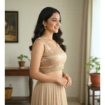 Generic Women's Zimmi Choo Embroidered V-Neck Padded Blouse (Beige 38 Ready (Self Alterable 36–40) - Image 3