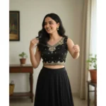 Generic Women's Zimmi Choo Embroidered V-Neck Padded Blouse (Black 38 Ready (Self Alterable 36–40) - Image 2