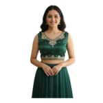 Green Zimmi Choo Embroidered Padded Blouse