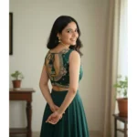 Generic Women's Zimmi Choo Embroidered V-Neck Padded Blouse (Green 38 Ready (Self Alterable 36–40) - Image 2