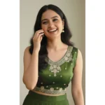 Generic Women's Zimmi Choo Embroidered V-Neck Padded Blouse (Light-Green 38 Ready (Self Alterable 36–40) - Image 3