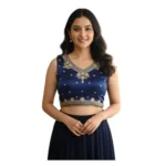 Navy Zimmi Choo Embroidered Padded Blouse