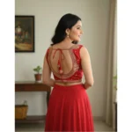 Generic Women's Zimmi Choo Embroidered V-Neck Padded Blouse (Red 38 Ready (Self Alterable 36–40) - Image 2