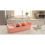 Generic Plastic 4 Grid Design Made In India Container with Spoon (Multicolor) - Image 2