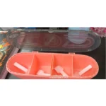 Generic Plastic 4 Grid Design Made In India Container with Spoon (Multicolor) - Image 3