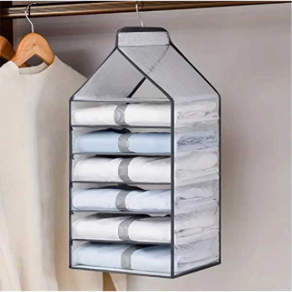 Premium hanging foldable fabric closet organizer with 6 shelves