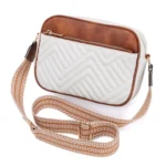 White PU Leather Zipper Sling Bag for Women