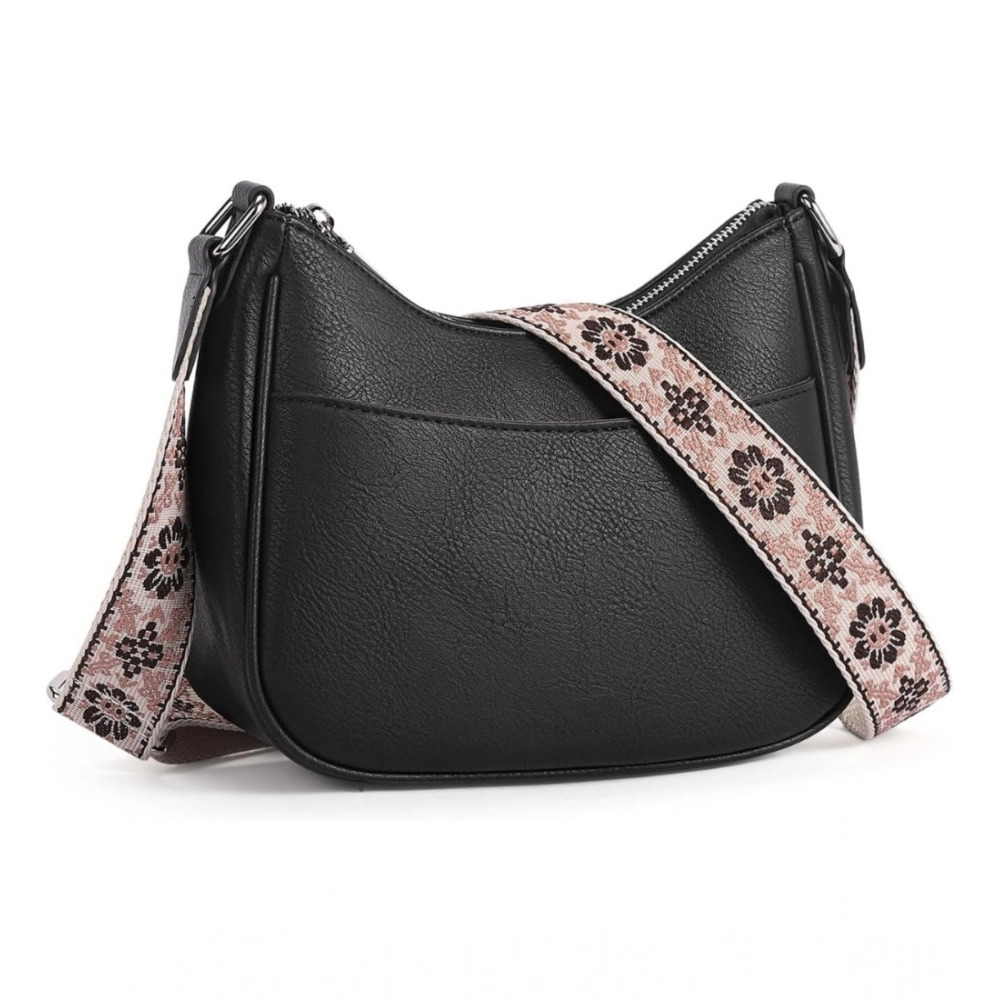 Black Women's PU Leather Sling Bag