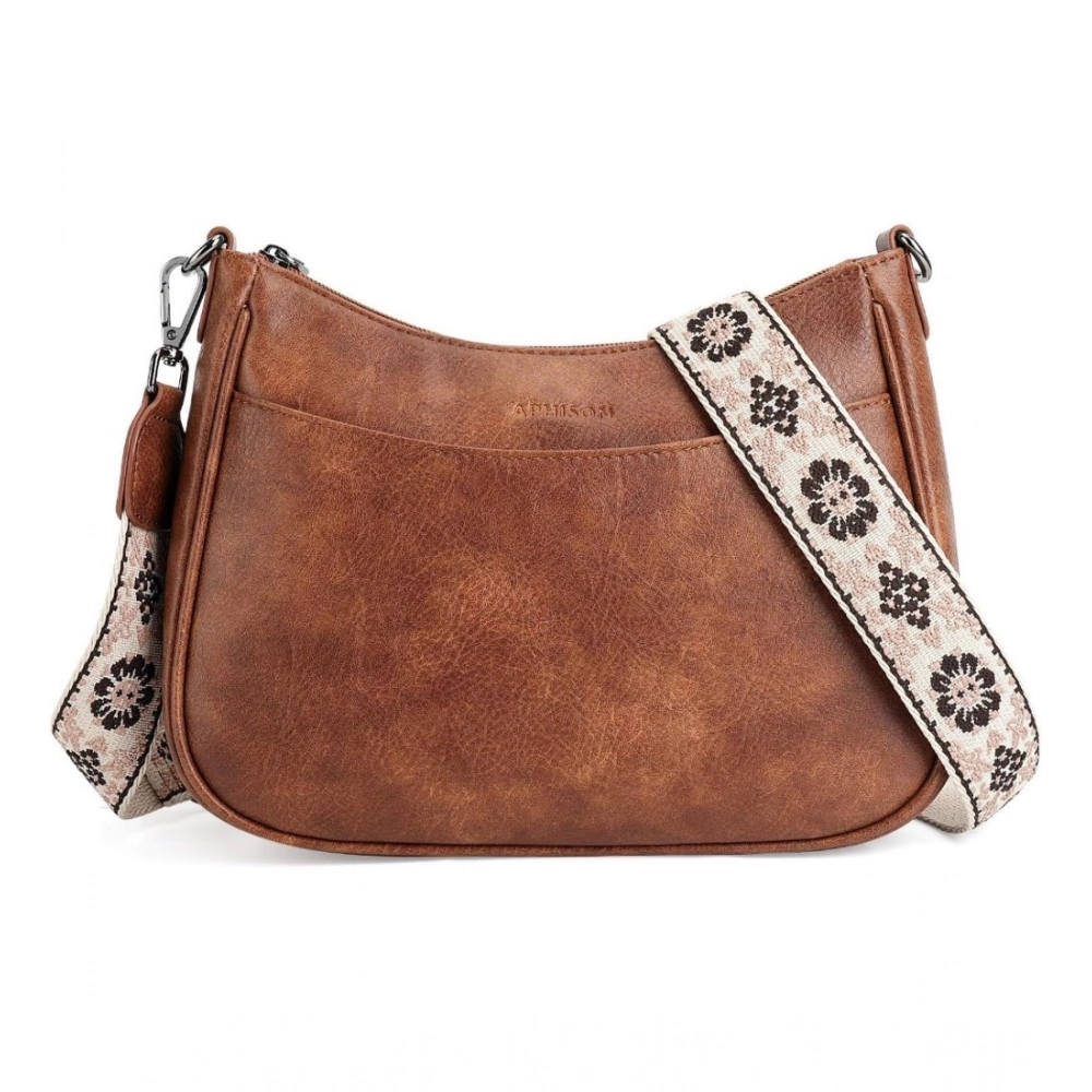 Brown Women's PU Leather Sling Bag