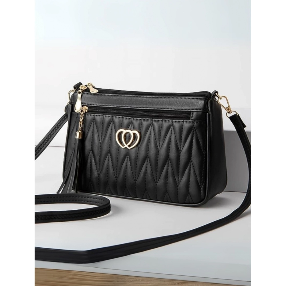 Black Women's PU Leather Sling Bag