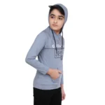Generic Boy's Cotton Printeded Hooded Neck Hoodies (Steel Blue) - Image 3