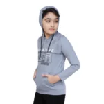 Generic Boy's Cotton Printeded Hooded Neck Hoodies (Steel Blue) - Image 5