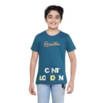 Teal Green Cotton Graphic T-Shirt for Boys