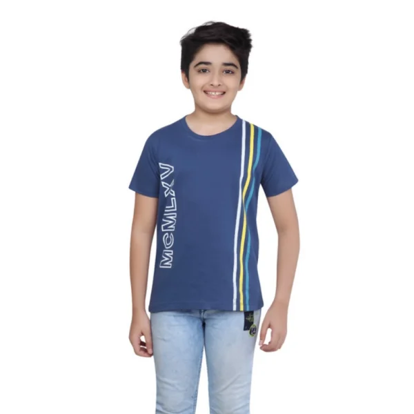 Blue Cotton Graphic T-Shirt for Boys