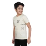 Generic Boy's Cotton Grapic Printed Round Neck T-Shirt (Beige ) - Image 5