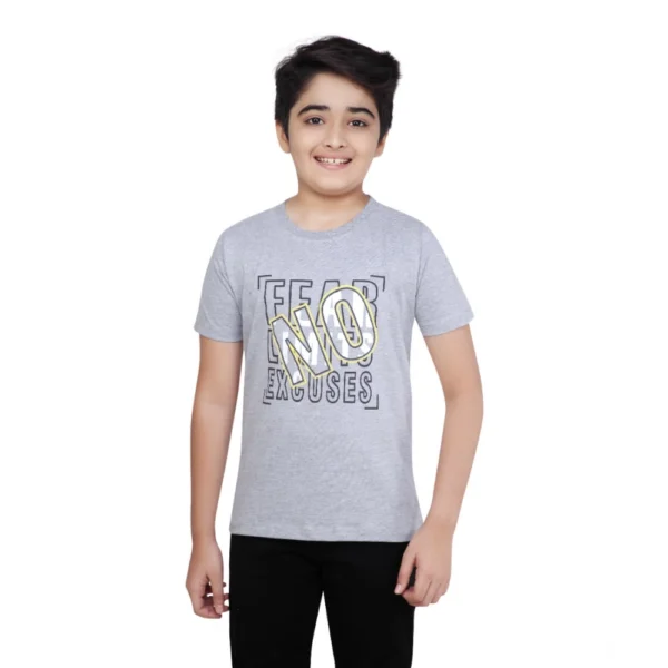 Boy's Grey Melange Cotton T-Shirt