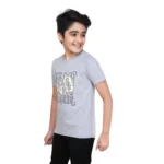 Generic Boy's Cotton Grapic Printed Round Neck T-Shirt (Grey Melange) - Image 5