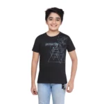 Boys Black Cotton Graphic T-Shirt