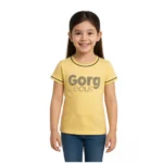 Girl's Yellow Cotton Printed T-Shirt