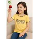 Generic Girl's Cotton Printeded Round Neck T-Shirt (Yellow) - Image 3