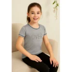 Generic Girl's Cotton Printeded Round Neck T-Shirt (Grey) - Image 3