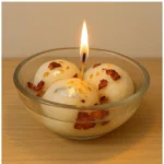 Generic Soya Wax, Glass Rasgulla-Style Candle 3 Rasagulla in a Single Bowl