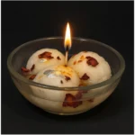 Generic Soya Wax, Glass Rasgulla-Style Candle 3 Rasagulla in a Single Bowl - Image 3