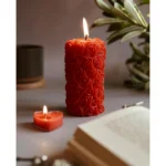 Generic Soya Wax Small Rose Designer Pillar Scented Candle (Single Piece) - Image 2