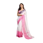 Off-White Faux Linen Printed Ready-to-Wear Saree