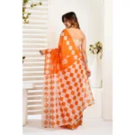 Generic Women's Faux_Linen Printed Ready-to-Wear Saree With Unstitched Blouse 5.5 Mtr (Orange) - Image 4