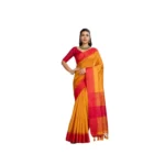 Mustard Raw Silk Woven Saree with Unstitched Blouse